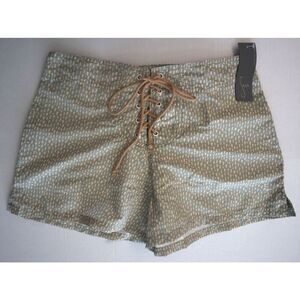 Seea Anthropologie Women's Sz L  Linden Green Tie Front Retro Boho Lulu Shorts